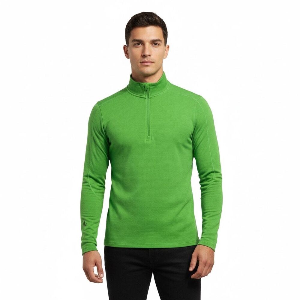 IBEX Men’s Green Long Sleeve Quarter Zip Merino Wool Pullover Size Large